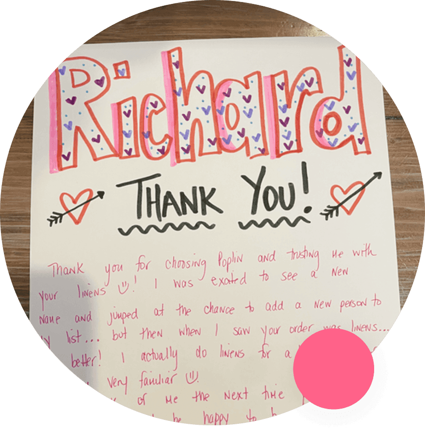 Handwritten thank-you note from Stacee Parker