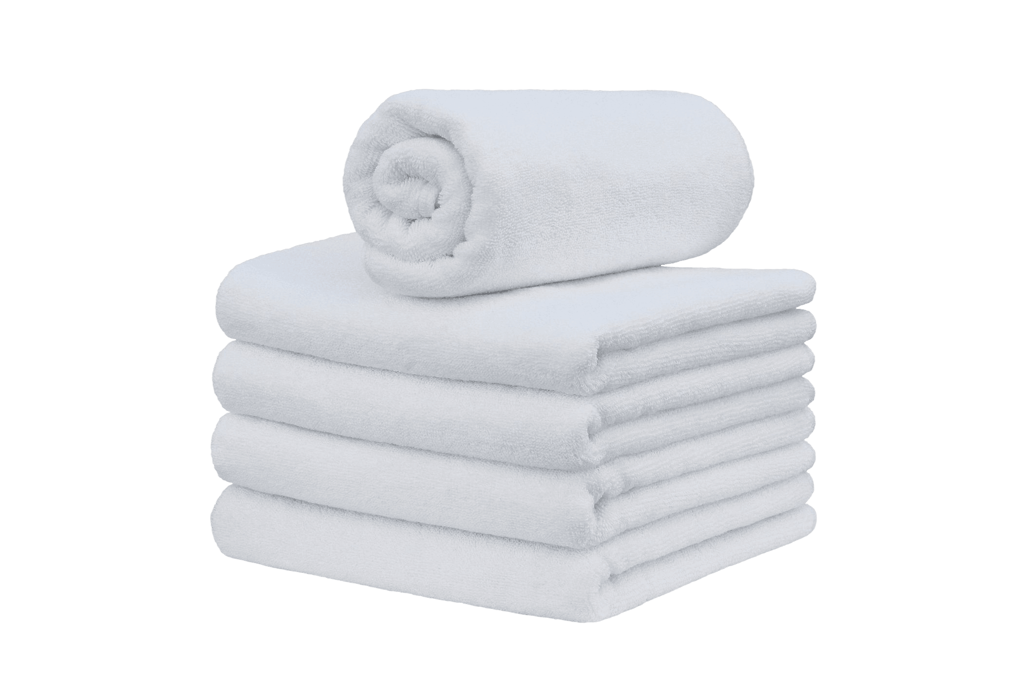 Stacked, freshly laundered and folded towels.